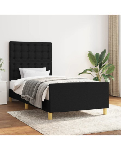 Cadre de lit sans matelas avec tête de lit noir 80x200 cm tissu | Mobilier & Déco