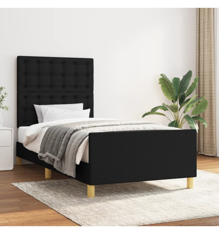 Cadre de lit sans matelas avec tête de lit noir 80x200 cm tissu | Mobilier & Déco