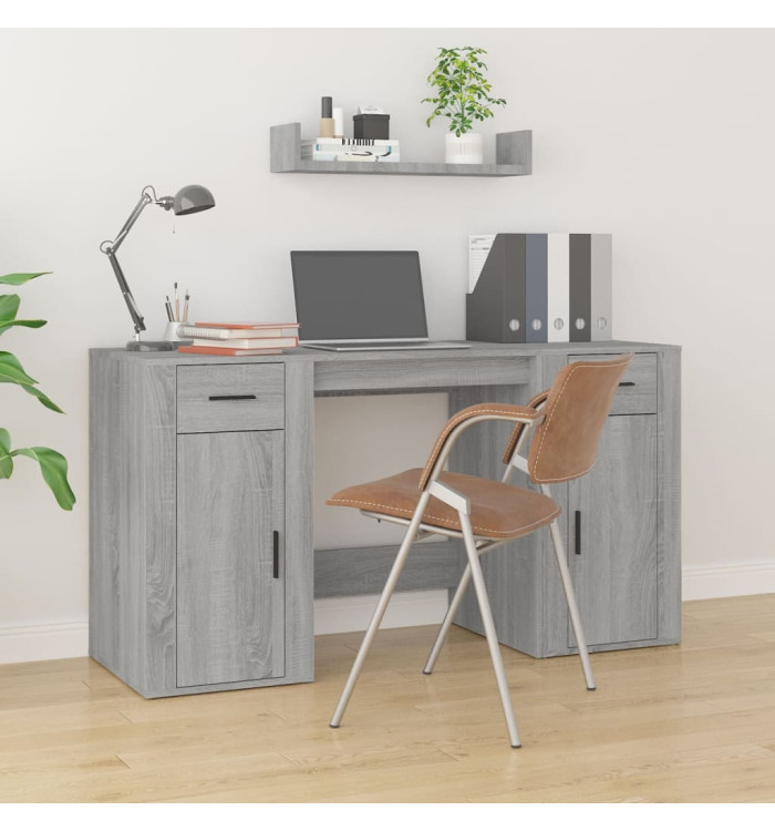 Bureau avec armoire sonoma gris bois d'ingénierie | Mobilier & Déco