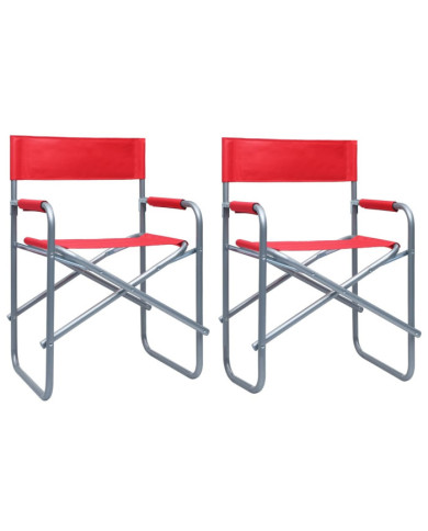 Chaises de metteur en scène lot de 2 Acier Rouge | Mobilier & Déco