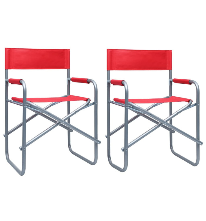 Chaises de metteur en scène lot de 2 Acier Rouge | Mobilier & Déco