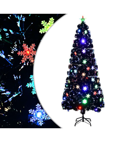 Sapin de Noël et flocons de neige LED Noir 240 cm Fibre optique | Mobilier & Déco