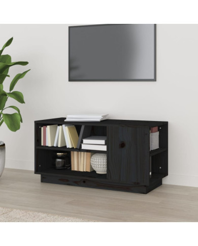 Meuble TV Noir 80x35x40,5 cm Bois de pin massif | Mobilier & Déco