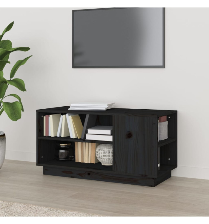 Meuble TV Noir 80x35x40,5 cm Bois de pin massif | Mobilier & Déco