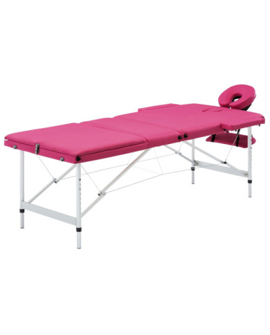 Table de massage pliable 3 zones Aluminium Rose | Mobilier & Déco