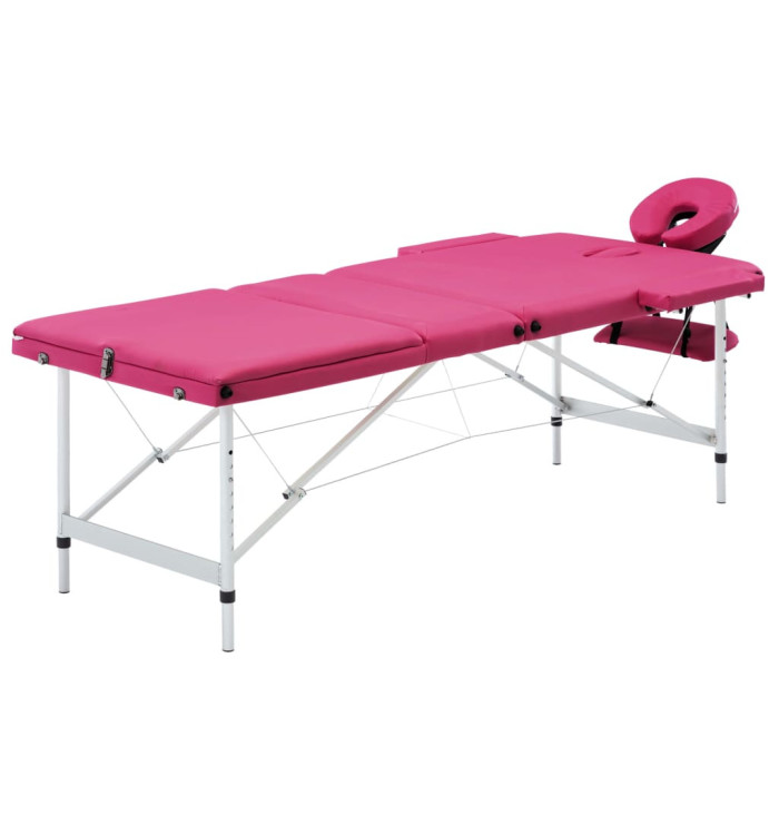 Table de massage pliable 3 zones Aluminium Rose | Mobilier & Déco