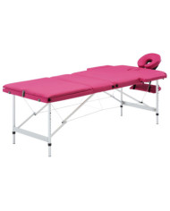 Table de massage pliable 3 zones Aluminium Rose | Mobilier & Déco