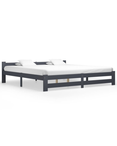 Cadre de lit sans matelas gris foncé pin massif 200x200 cm | Mobilier & Déco