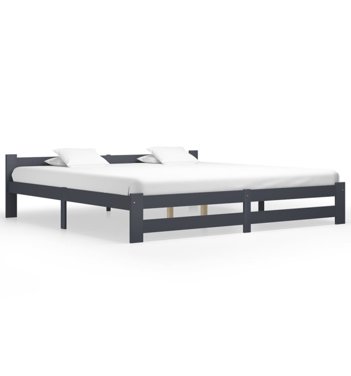 Cadre de lit sans matelas gris foncé pin massif 200x200 cm | Mobilier & Déco