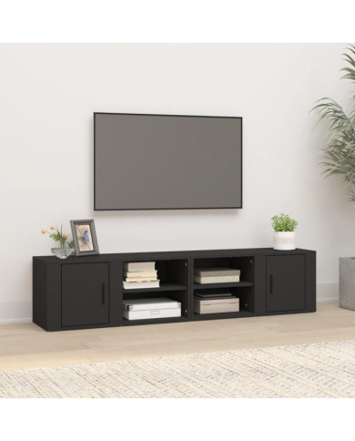 Meubles TV 2 pcs Noir 80x31,5x36 cm Bois d'ingénierie | Mobilier & Déco