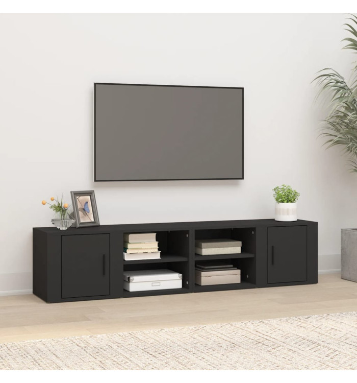 Meubles TV 2 pcs Noir 80x31,5x36 cm Bois d'ingénierie | Mobilier & Déco