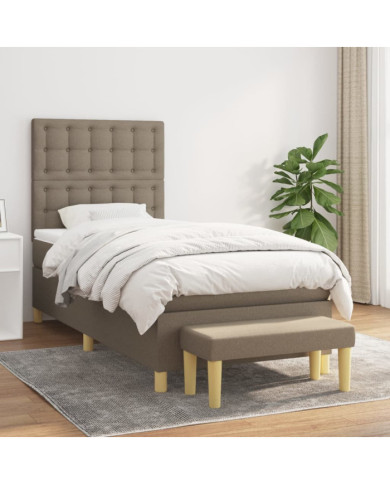 Sommier à lattes de lit avec matelas Taupe 90x190 cm Tissu | Mobilier & Déco