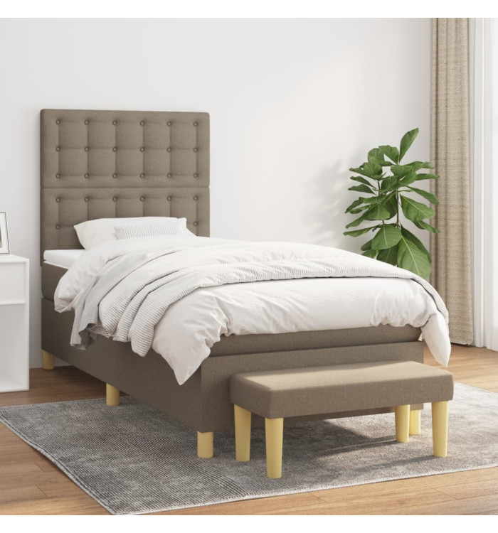 Sommier à lattes de lit avec matelas Taupe 90x190 cm Tissu | Mobilier & Déco