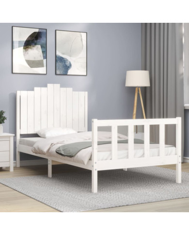 Cadre de lit sans matelas blanc 100x200 cm bois de pin massif | Mobilier & Déco