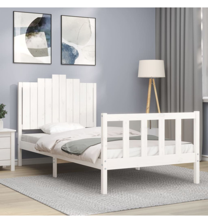 Cadre de lit sans matelas blanc 100x200 cm bois de pin massif | Mobilier & Déco