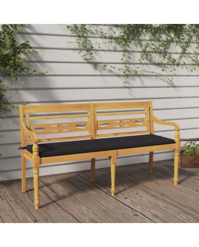 Banc Batavia avec coussin anthracite 150 cm Bois de teck massif | Mobilier & Déco