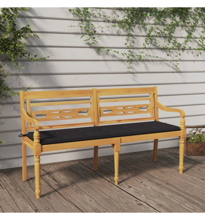 Banc Batavia avec coussin anthracite 150 cm Bois de teck massif | Mobilier & Déco