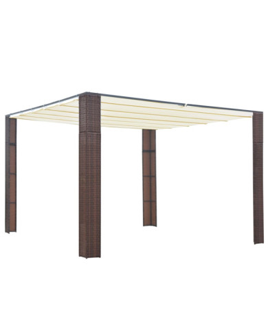 Tonnelle avec toit Résine tressée 300x300x200cm Marron et crème | Mobilier & Déco