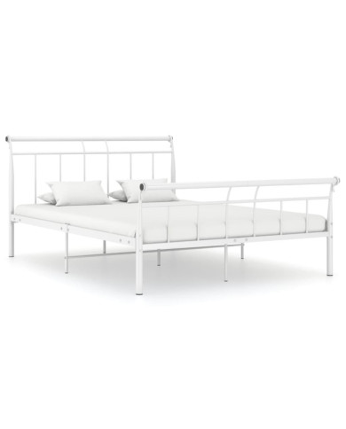 Cadre de lit sans matelas blanc métal 140x200 cm | Mobilier & Déco