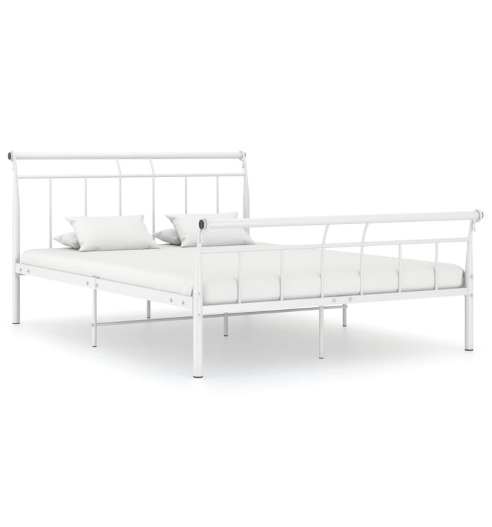 Cadre de lit sans matelas blanc métal 140x200 cm | Mobilier & Déco