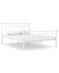 Cadre de lit sans matelas blanc métal 140x200 cm | Mobilier & Déco
