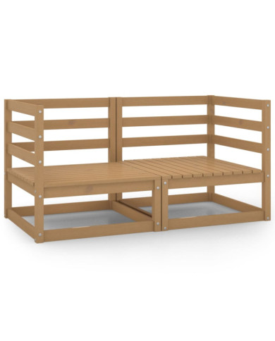 Canapés d'angle de jardin 2 pcs marron miel bois de pin solide | Mobilier & Déco