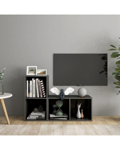 Meubles TV 2 pcs Gris brillant 72x35x36,5 cm Bois d'ingénierie | Mobilier & Déco