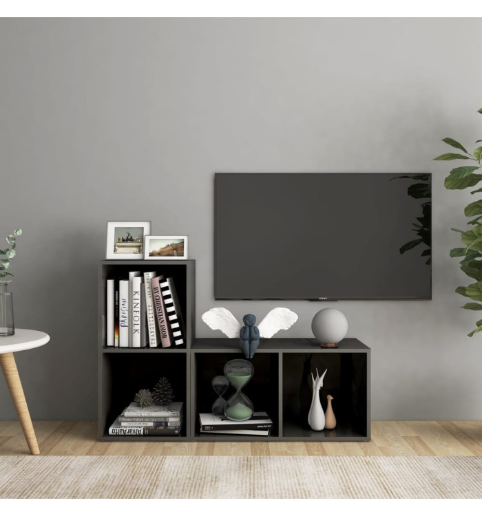Meubles TV 2 pcs Gris brillant 72x35x36,5 cm Bois d'ingénierie | Mobilier & Déco