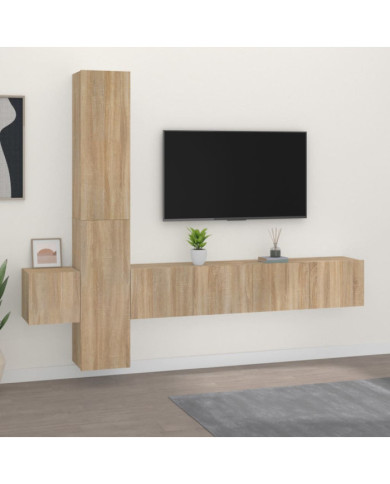 Ensemble de meubles TV 5 pcs Chêne sonoma Bois d'ingénierie | Mobilier & Déco