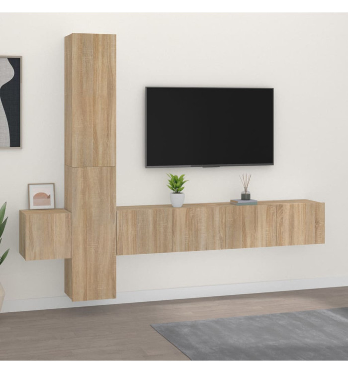 Ensemble de meubles TV 5 pcs Chêne sonoma Bois d'ingénierie | Mobilier & Déco