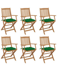 Chaises pliables de jardin lot de 6 avec coussins Bois d'acacia | Mobilier & Déco