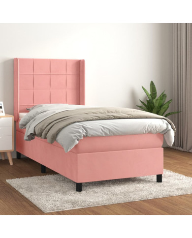Sommier à lattes de lit avec matelas Rose 90x200 cm Velours | Mobilier & Déco