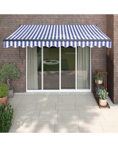Auvent rétractable automatique bleu et blanc 3x2,5 m | Mobilier & Déco
