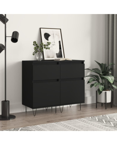 Buffets 2 pcs noir 40x35x70 cm bois d’ingénierie | Mobilier & Déco