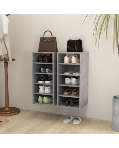 Armoires à chaussures 2 pcs Gris béton Bois d'ingénierie | Mobilier & Déco