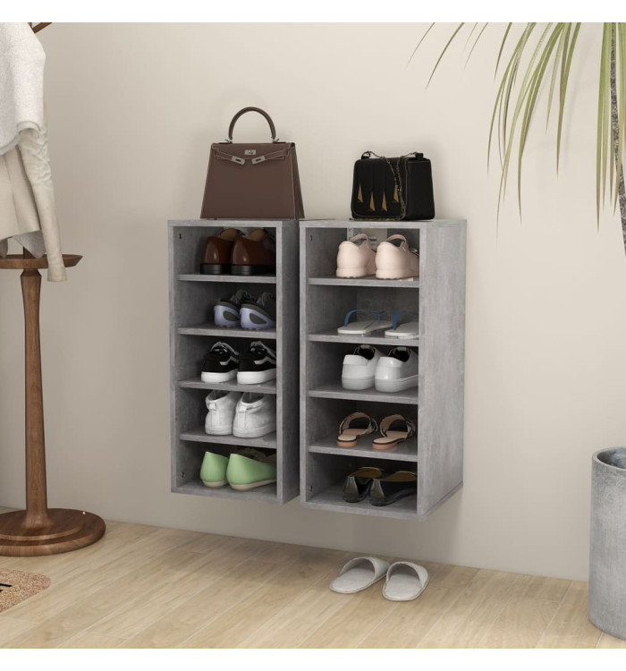 Armoires à chaussures 2 pcs Gris béton Bois d'ingénierie | Mobilier & Déco