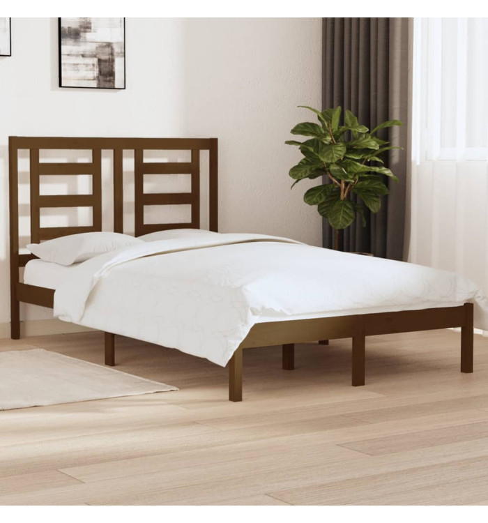 Cadre de lit sans matelas marron miel 120x200 cm pin massif | Mobilier & Déco
