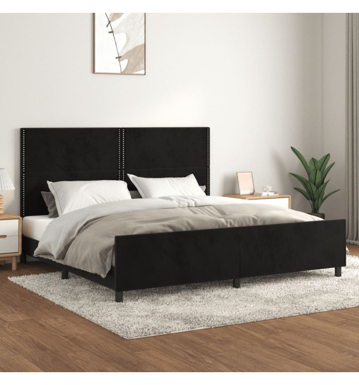 Cadre de lit sans matelas noir 200x200 cm velours | Mobilier & Déco