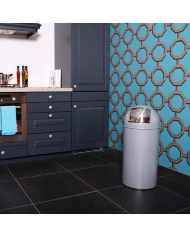 EKO Poubelle avec couvercle à pression 40 L Gris mat | Mobilier & Déco