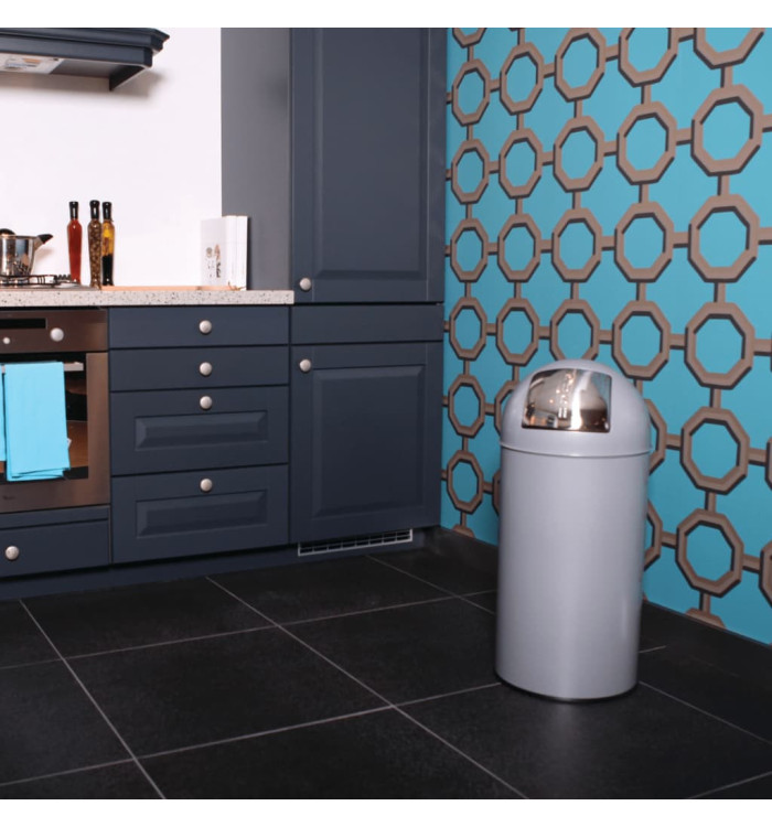 EKO Poubelle avec couvercle à pression 40 L Gris mat | Mobilier & Déco