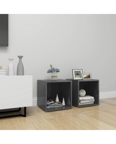 Meubles TV 2 pcs gris brillant 37x35x37 cm bois d’ingénierie | Mobilier & Déco