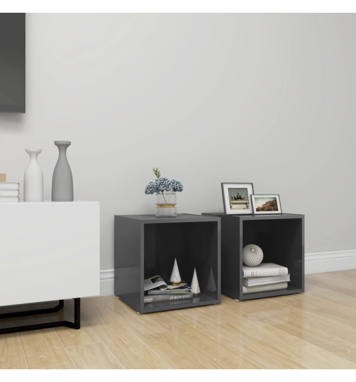Meubles TV 2 pcs gris brillant 37x35x37 cm bois d’ingénierie | Mobilier & Déco
