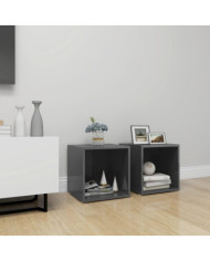 Meubles TV 2 pcs gris brillant 37x35x37 cm bois d’ingénierie | Mobilier & Déco