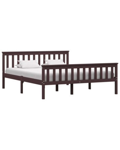 Cadre de lit sans matelas marron foncé pin massif 160x200 cm | Mobilier & Déco