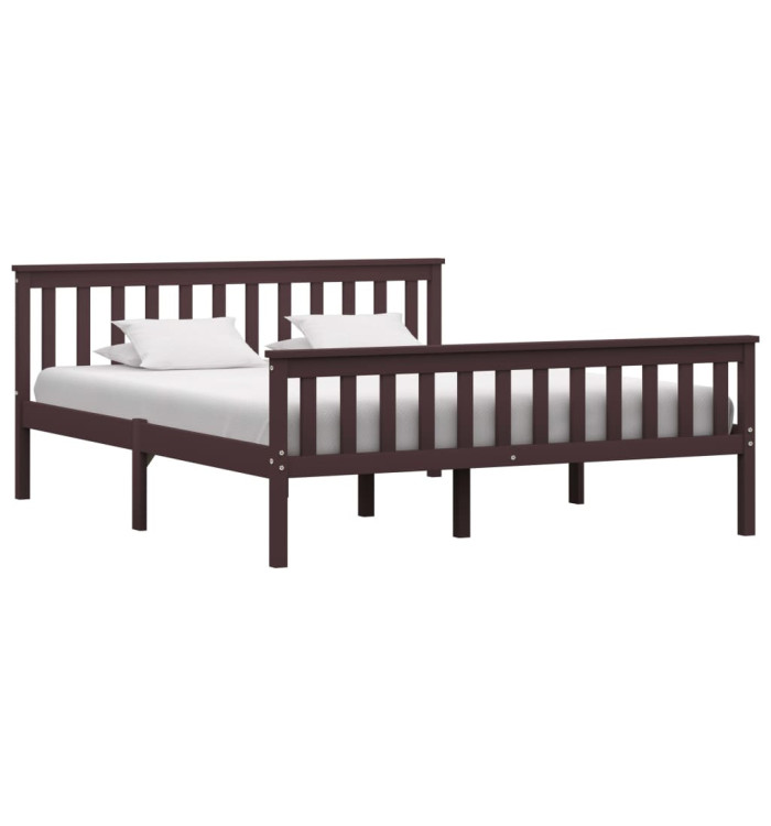 Cadre de lit sans matelas marron foncé pin massif 160x200 cm | Mobilier & Déco
