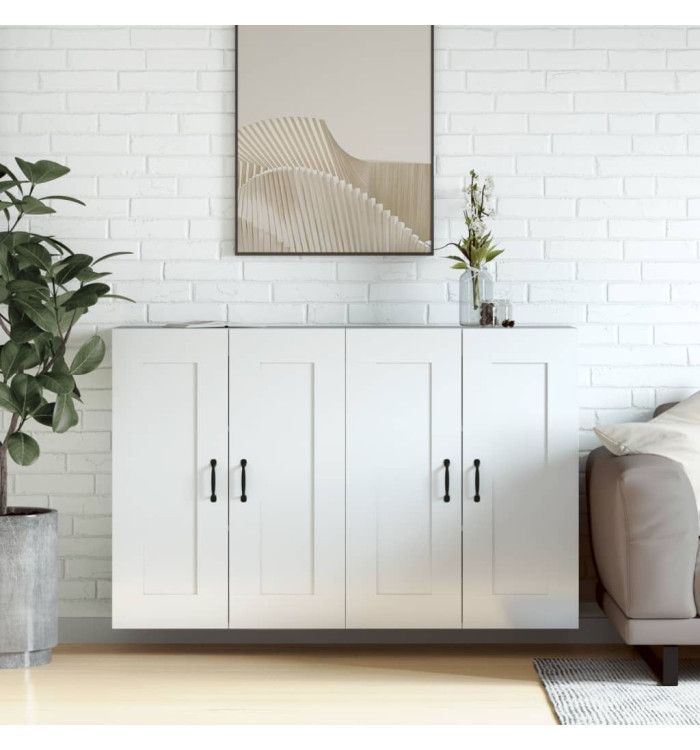 Armoires murales 2 pcs blanc brillant bois d'ingénierie | Mobilier & Déco