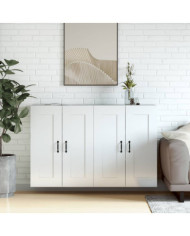 Armoires murales 2 pcs blanc brillant bois d'ingénierie | Mobilier & Déco