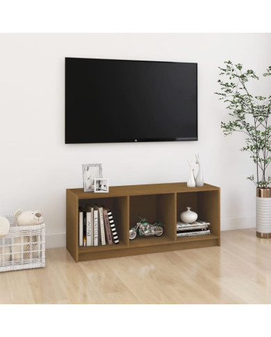 Meuble TV Marron miel 104x33x41 cm Bois de pin massif | Mobilier & Déco