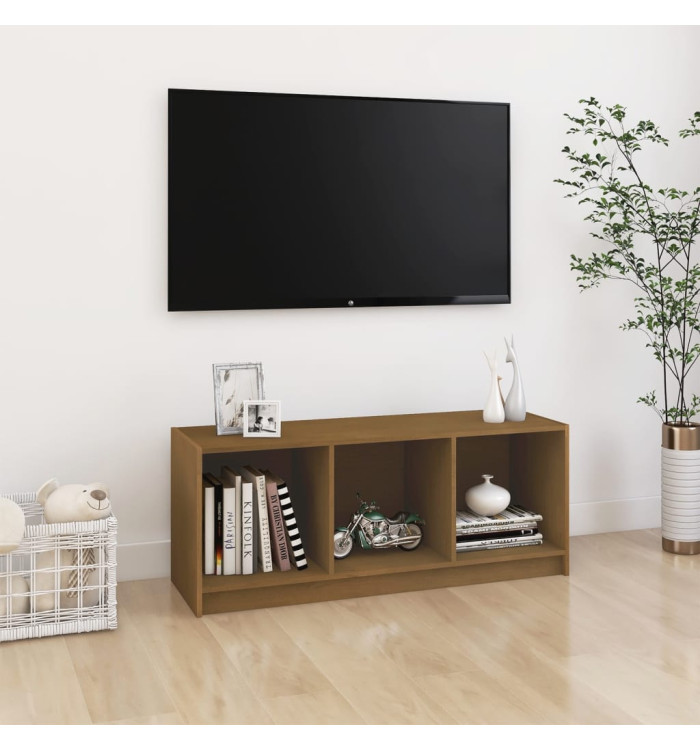 Meuble TV Marron miel 104x33x41 cm Bois de pin massif | Mobilier & Déco