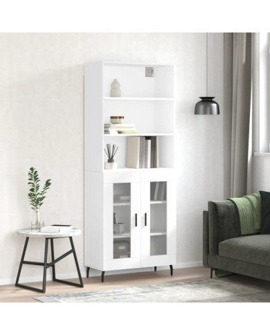Buffet haut Blanc 69,5x34x180 cm Bois d'ingénierie | Mobilier & Déco
